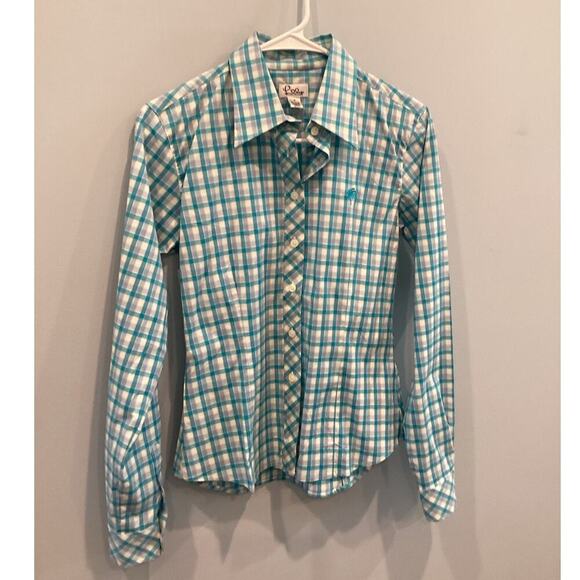 Vintage Lilly Pulitzer Womens Button Up Gingham Plaid Shirt Size 2 Preppy Beach - Picture 1 of 9